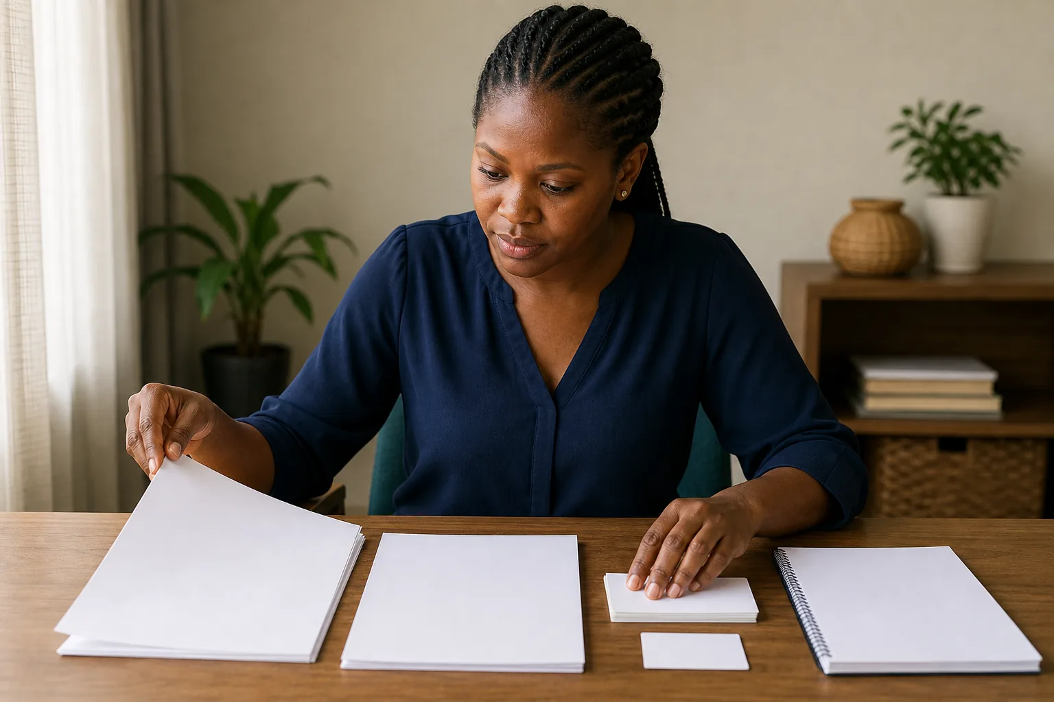 A customer preparing documents for an application
